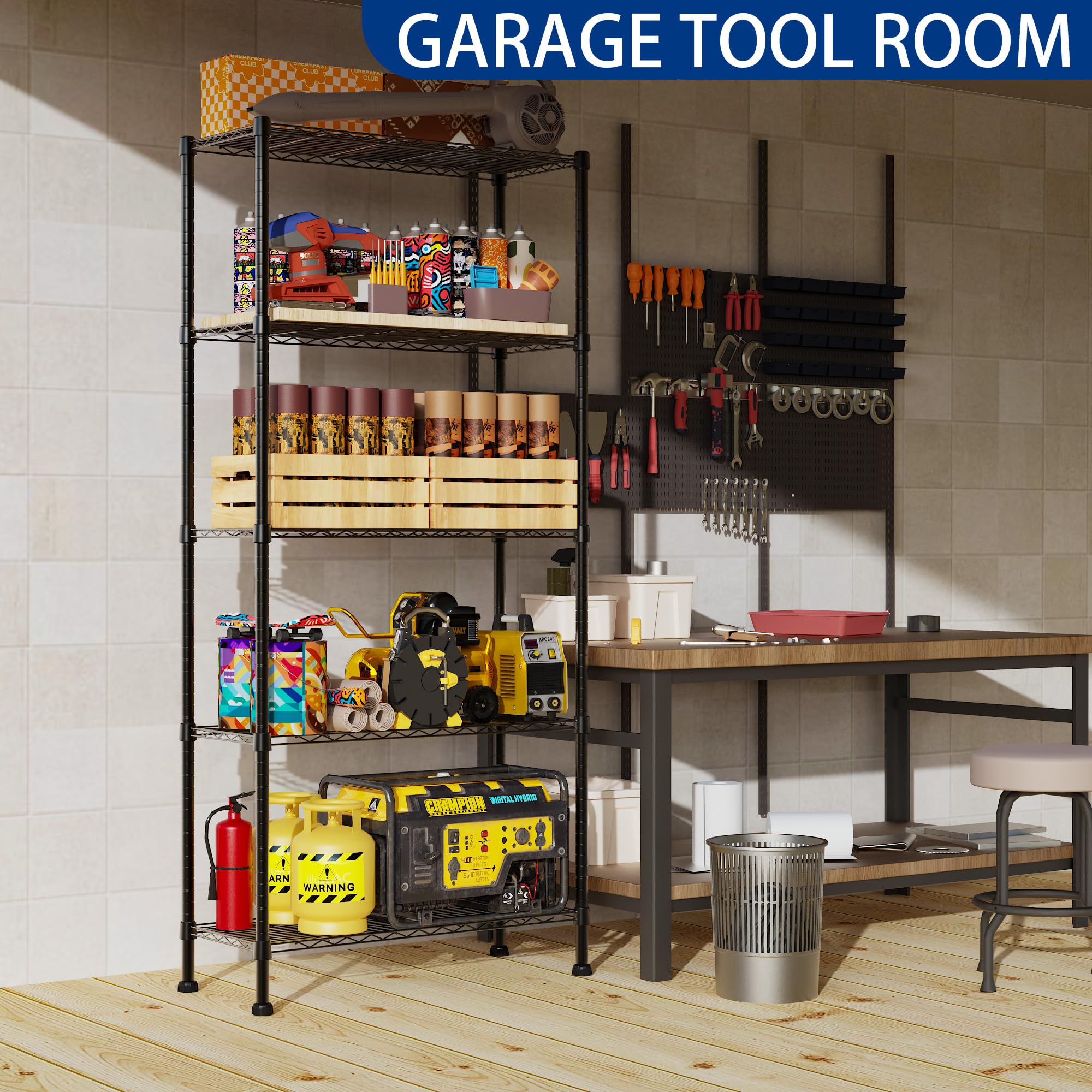 Amazon.com: REGILLER 5-Wire Shelving Metal Storage Rack Adjustable